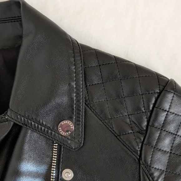 Express Quilted Moto Faux Leather Jacket - Picture 7 of 16